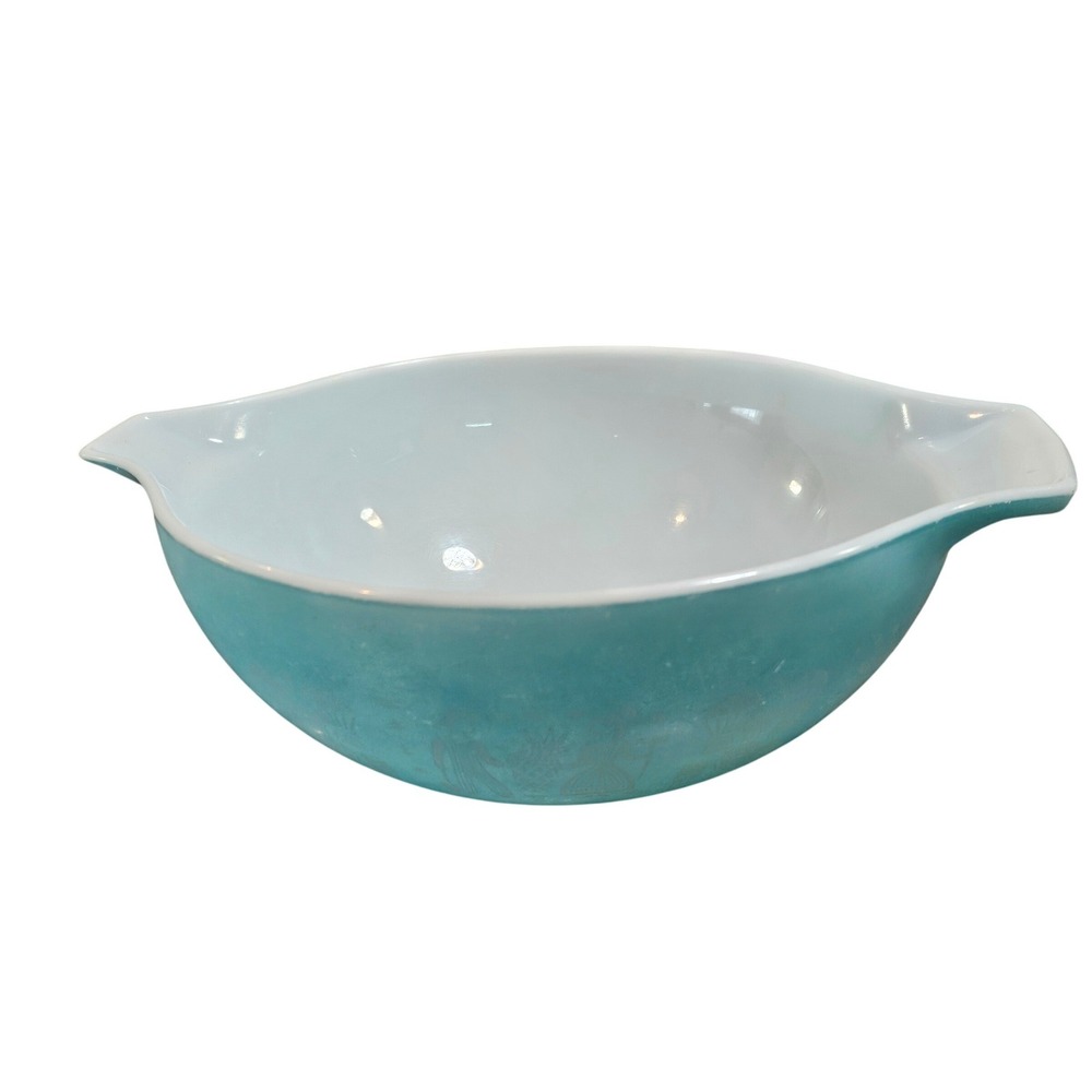 Vintage Pyrex Butterprint Turquoise Cinderella Mixing Bowl 444 4qt‎ Large Amish
